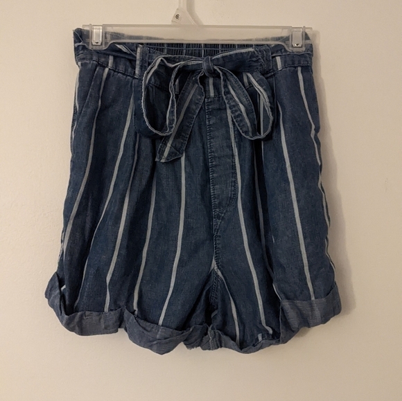 Universal Thread Paper Bag Shorts Blue Striped XS - Picture 1 of 5